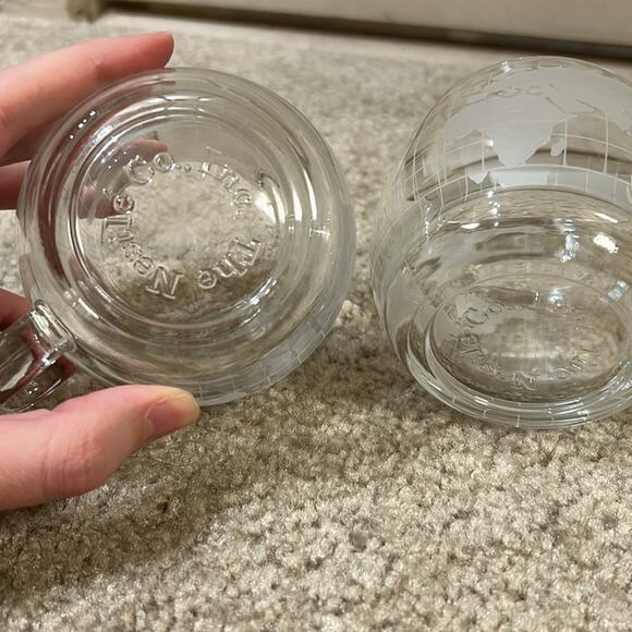 Nestle´ Frosted Glass "World Globe Map" Cups Set of Two - Picture 2 of 2